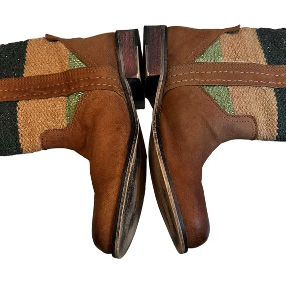 Seychelles Cowboy Leather and Woven Fabric Boots, Sz 10 - Picture 4 of 12